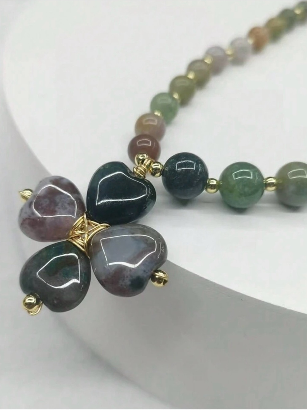 Multicolor Jasper Beaded Necklace with Gold Toggle and Heart Charm